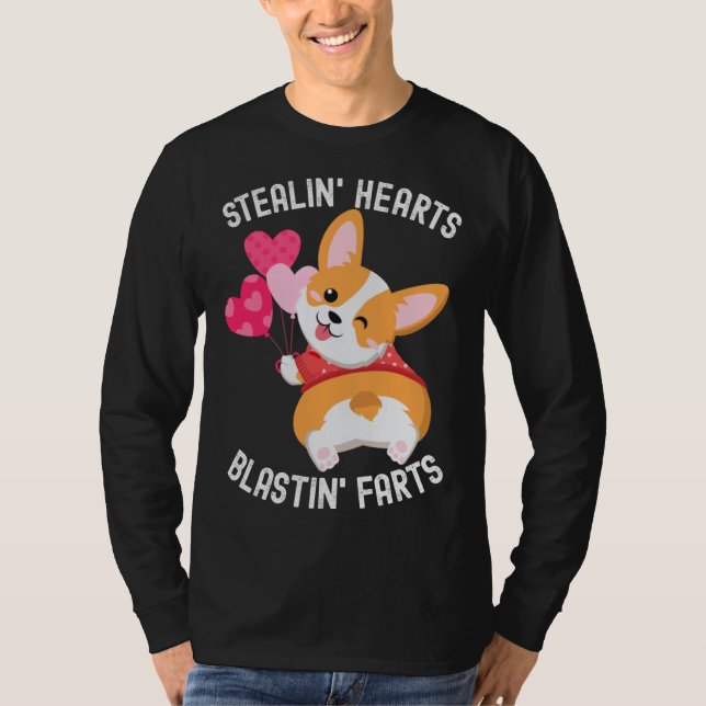 Camiseta Corgi Breakin Hearts Blastin Farts Valentines Day  (Anverso)