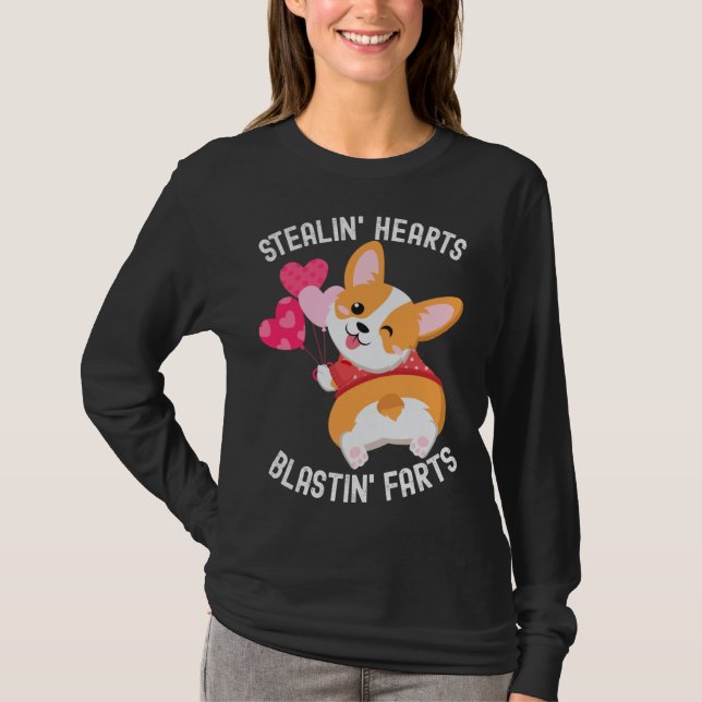 Camiseta Corgi Breakin Hearts Blastin Farts Valentines Day  (Anverso)