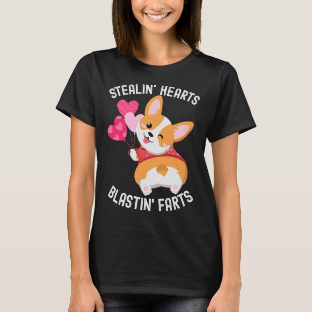Camiseta Corgi Breakin Hearts Blastin Farts Valentines Day  (Anverso)