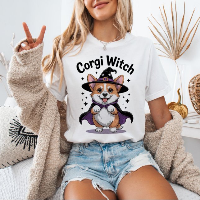 Camiseta Corgi Bruja Perro Spooky Animal Cute Halloween (Subido por el creador)