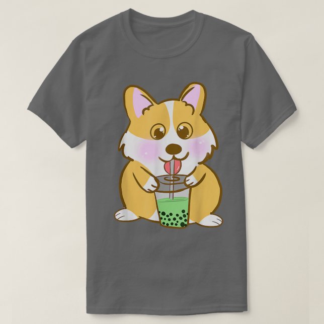 Camiseta Corgi Bubble Tea Kawaii Corga Dog  (Diseño del anverso)