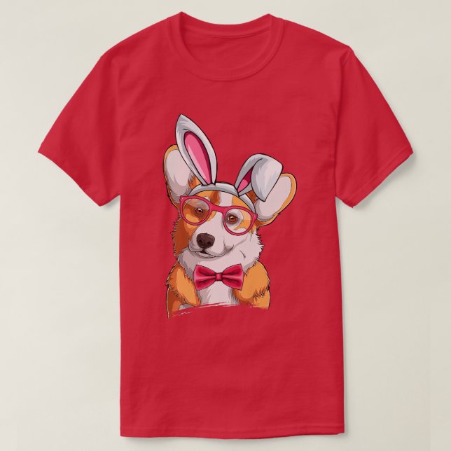 Camiseta Corgi Bunny Oars Glasses Eggys Cute Easter Dog Own (Diseño del anverso)