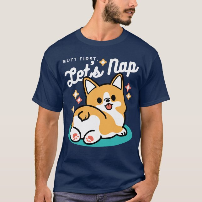 Camiseta Corgi Butt y Nap Vibes - Perro durmiente suave (Anverso)