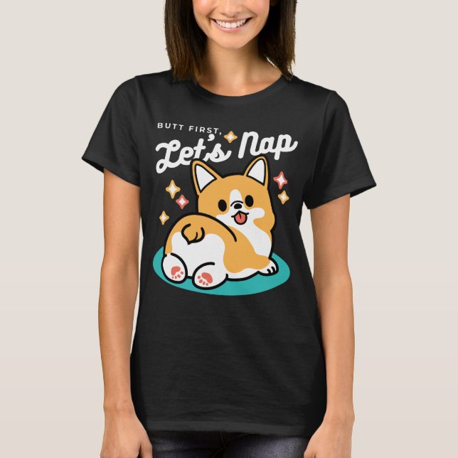 Camiseta Corgi Butt y Nap Vibes - Perro durmiente suave (Anverso)