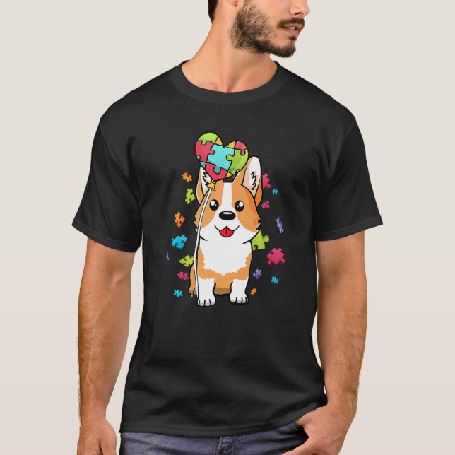 Camiseta Corgi Cachorro Rompecabezas Corazón Bal Conciencia (Anverso)
