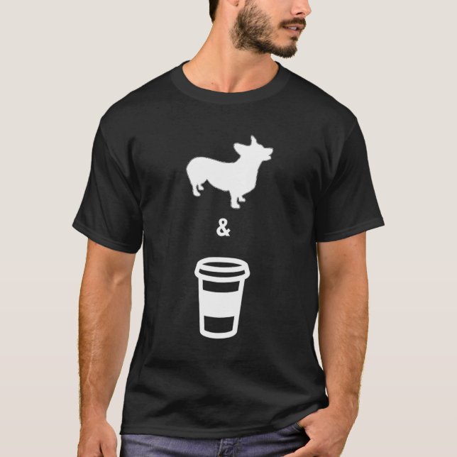 Camiseta Corgi Café Hombres Mujeres (Anverso)