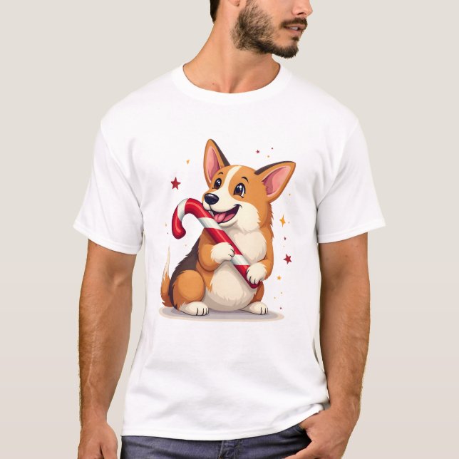 Camiseta Corgi Candy Cane Joy (Anverso)