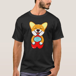 Camiseta Corgi Carry Carry Mask Valentine Day Dog Man