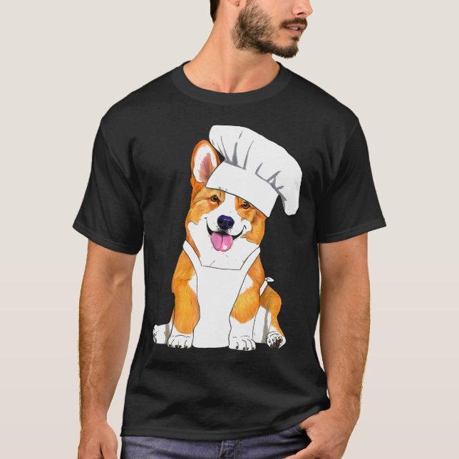 Camiseta Corgi Chef Cute Dog En Un Gorra Chef (Anverso)