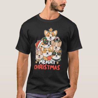 Camiseta Corgi Christmasree Feliz regalo de Navidad