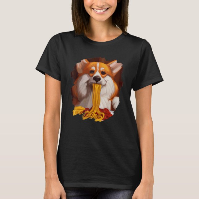 Camiseta Corgi Comer Spaghetti Pasta Dog Comida Italiana 3 (Anverso)