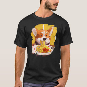 Camiseta Corgi Comiendo Espagueti Pasta Gracioso Perro Ital