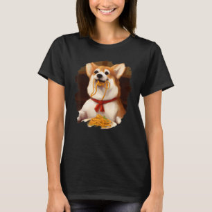 Camiseta Corgi Comiendo Espaguetis Divertido Perro Comida I