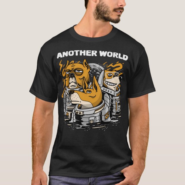 Camiseta Corgi Con Cohetes En El Espacio (Anverso)