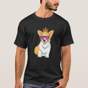 Camiseta Corgi Con Gafas De Sol Y Bandera Británica