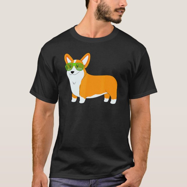 Camiseta Corgi Con Glasas De Sol Diseño De Perro Cuidado (Anverso)