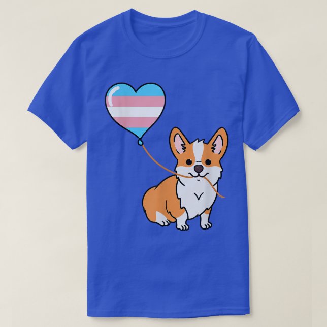 Camiseta Corgi con globo Trans Orgullo (Diseño del anverso)