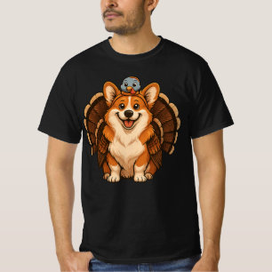 Camiseta Corgi con pavo Otoño Acción de Gracias 