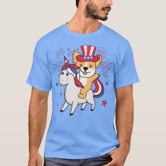 Camiseta Corgi Con Unicorn Para El 4 De Julio