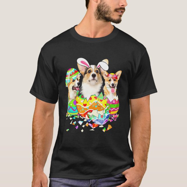 Camiseta Corgi Conejo Feliz Pascua Perro (Anverso)