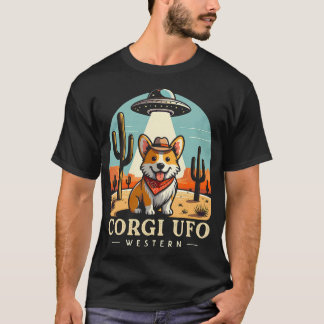 Camiseta Corgi Cowboy Ufo Funny Western Alien