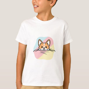 Camiseta Corgi Curioso Bigotes Pastel Niños