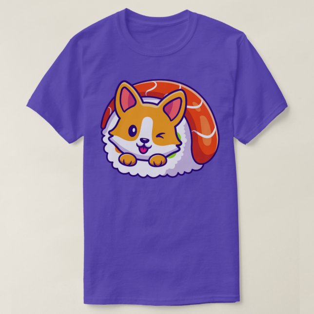 Camiseta Corgi Cute En Personalizado De Rollo De Sushi (Diseño del anverso)