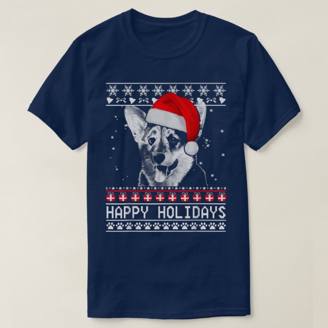 Camiseta Corgi Cute Felices Fiestas Navidades Perro Lover X (Diseño del anverso)