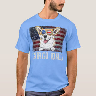 Camiseta Corgi Dad American Corgi Dog Bandera Estadounidens