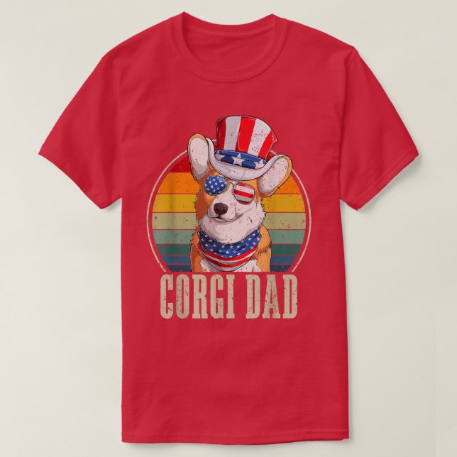 Camiseta Corgi Dad Retro Sunglasses 4th Of July Fathers Day (Diseño del anverso)