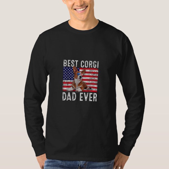 Camiseta Corgi Dad Usa Estadounidense Flag Corgi Dog Dueño (Anverso)