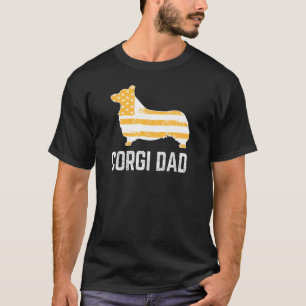 Camiseta Corgi Dad Viste Patriótico Con Bandera Estadounide