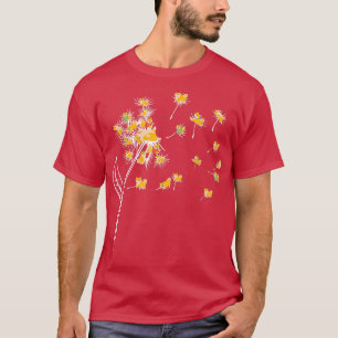 Camiseta Corgi Dandelion Flying Flower Animal Lover Dog Whi