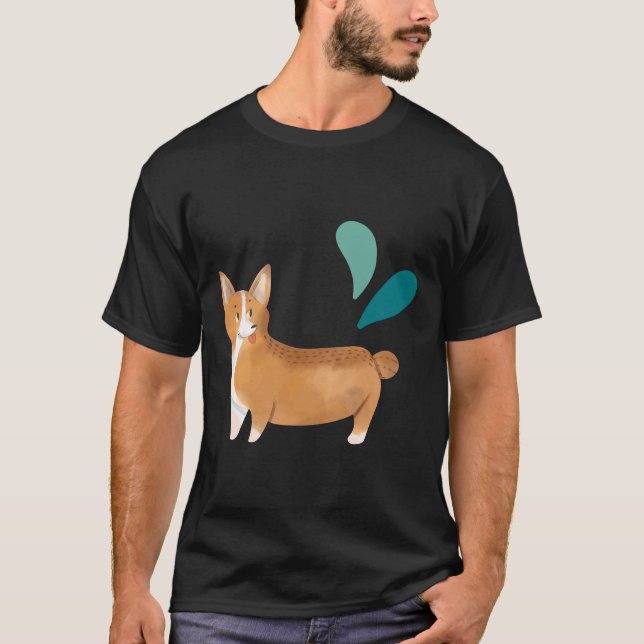 Camiseta Corgi de acuarela limpia (Anverso)