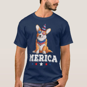 Camiseta Corgi de bandera estadounidense de Estados Unidos,
