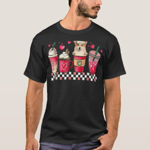 Camiseta Corgi de corazones de café retro día de San Valent
