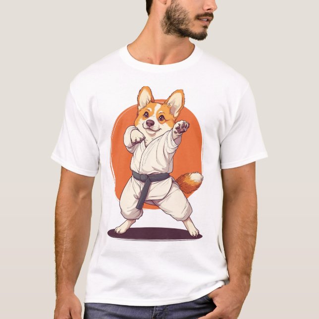 Camiseta Corgi de Karate � Perro de Artes Marciales (Anverso)