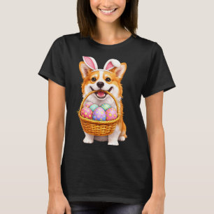 Camiseta Corgi de Pascua conejo huevos de Pascua cesta