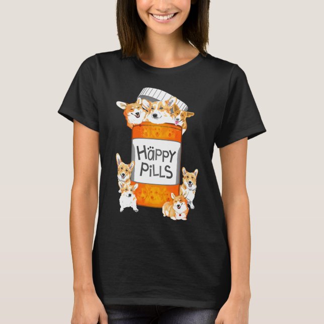 Camiseta Corgi de pastillas felices (Anverso)