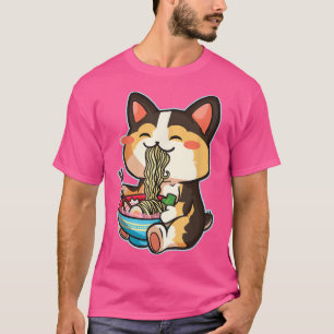 Camiseta Corgi de perro lindo comiendo Ramen - Otaku Manga 