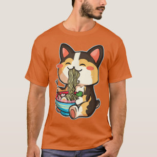 Camiseta Corgi de perro lindo comiendo Ramen - Otaku Manga 