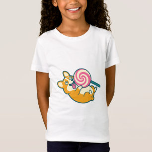 Camiseta Corgi Divertido con Piruleta Gigante