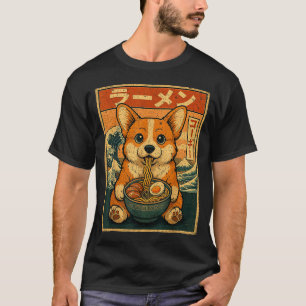 Camiseta Corgi divertido de ramen kawaii fideos japoneses C