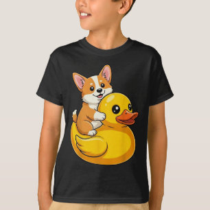 Camiseta Corgi Divertido en Pato de Goma Arte de Animal Ado
