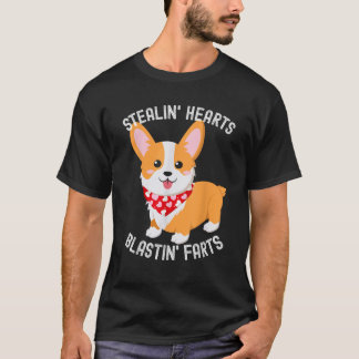 Camiseta Corgi Divertido Rompiendo Corazones Lanzando Pedos
