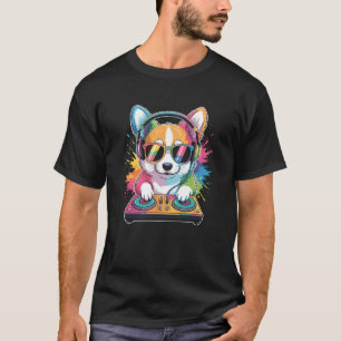 Camiseta Corgi DJ en tornamesas Música Rave Sintetizador ED
