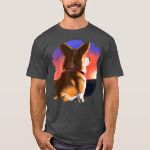 Camiseta Corgi Dog Art Sunset Vintage Retro Corgis Perros