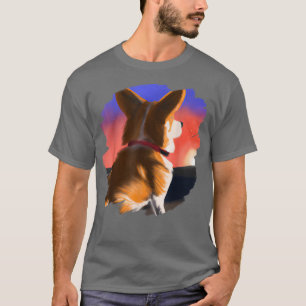 Camiseta Corgi Dog Art Sunset Vintage Retro Corgis Perros -