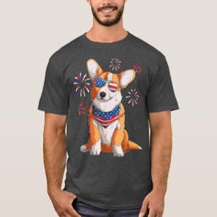 Camiseta Corgi Dog Bandera Estadounidense 4 de Julio 