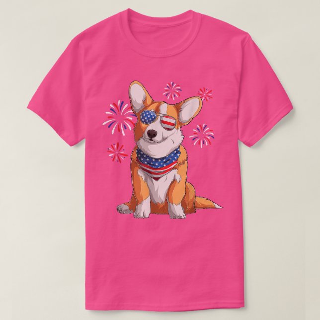 Camiseta Corgi Dog Bandera Estadounidense 4 De Julio Hombre (Diseño del anverso)